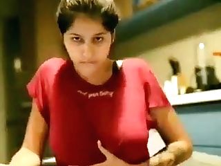Thrilled Desi Lady Touching And Squeezing Titties